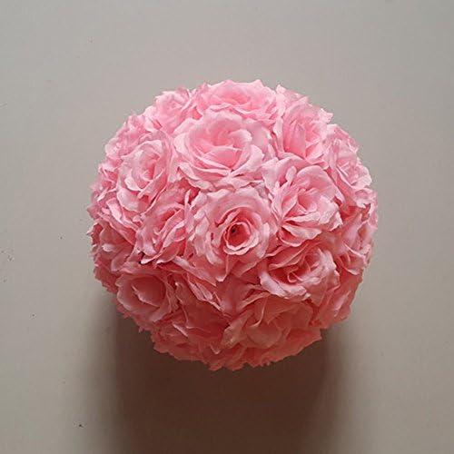 12 inch Artificial Rose Satin Pomander Kissing Balls for Home Wall Wedding Party Ceremony Decoration ,Pink