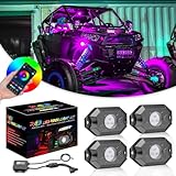 RGB Rock Lights Kits, Niwaker 4 pods RGB LED Rock