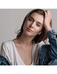 MEDWISE Womens Flower Rose Necklace Pendant S925 Sterling Silver Love Heart Rose Gold Flower Infinity Necklace Pendant Endless Love Jewelry Gifts for Her