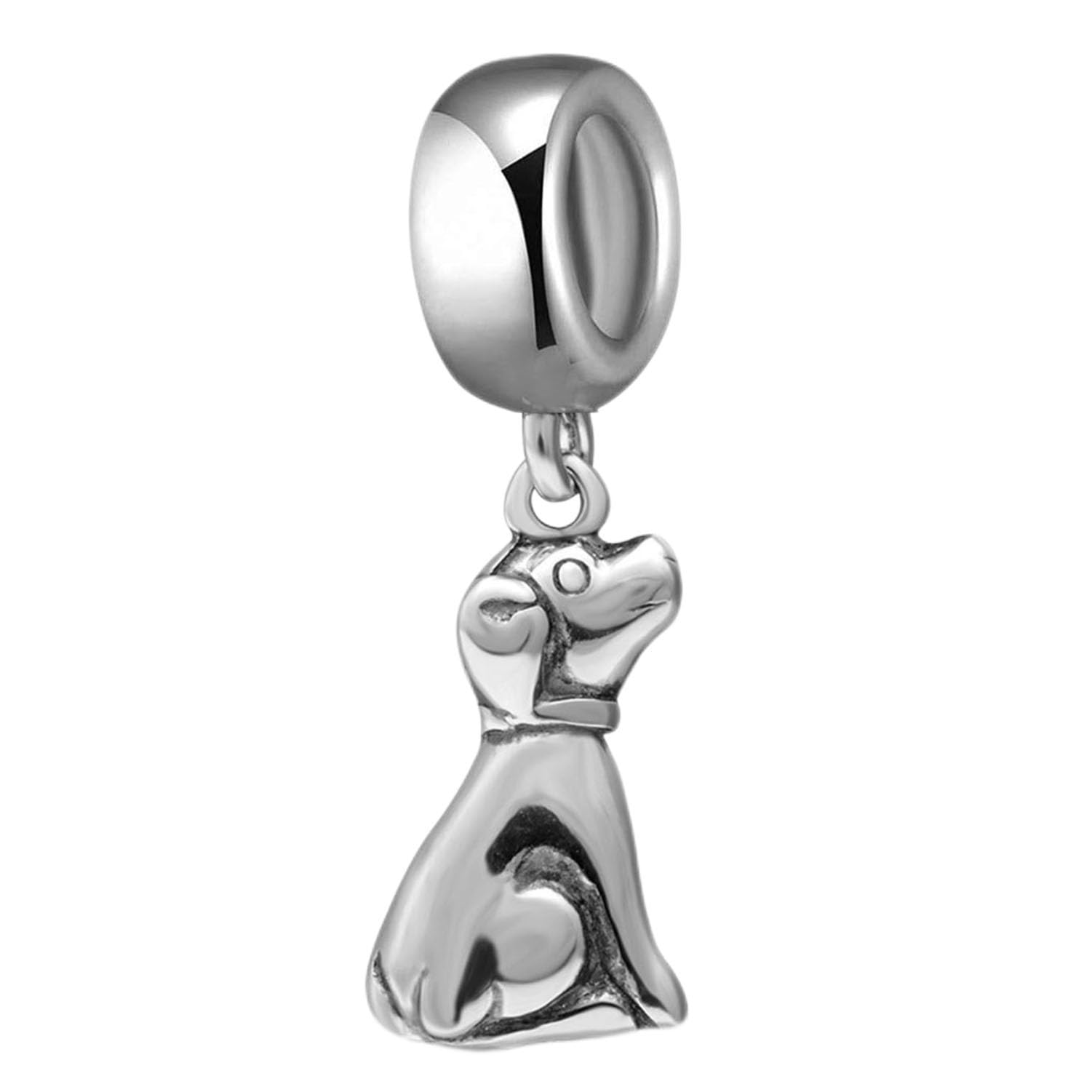 Dog Charm 925 Sterling Silver Animal Charm Pet Charm Lucky Charm Anniversary Charm for Pandora Charm Bracelet (C)