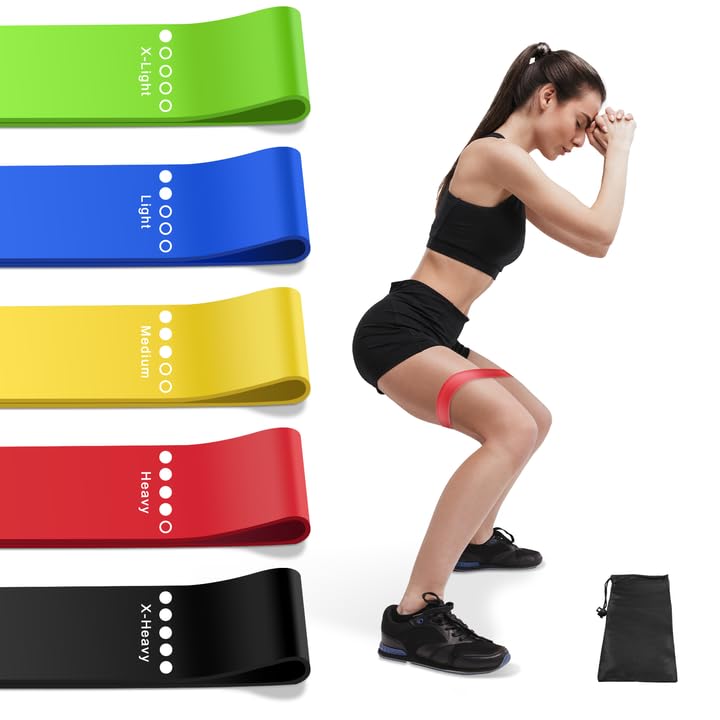 Resistance Bands, Exercise Bands Resistance Bands Set With 5 Resistance Levels, Skin-Friendly Workout Bands for Indoor Fitness, Leg Strength Training, Rehab, Gym,Yoga