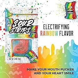 Sour Strips Sour Candy Belts, Rainbow, Resealable