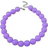 HWJQ Colorful Round Beads Choker Necklace Acrylic Candy Color Beaded Necklace Bohemian Statement Big Large Bead Necklaces for Women Summer Beach Jewelry