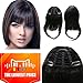 Clip on Bangs Real Human Hairpieces for Women (1# Jet Black)