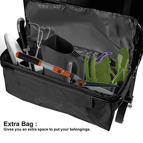Flex HQ Collapsible Outdoor Utility Wagon Cart with Top Canopy Black with New and Improved Extra Padding
