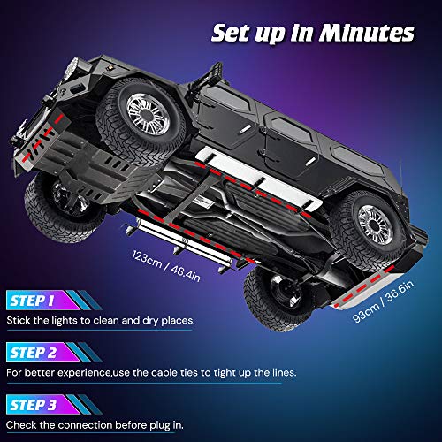 Govee Car Underglow Lights, 4 Pcs Led Strip Car Lights, 8 Color Neon Accent Lights Strip, Sync to Music, Wireless Remote Control 5050 RGB LED Strip Lights with Cable Tie & Screw - Thumbnail 5