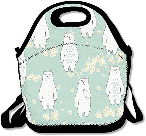 White Bear In The Bush Fashion Lunch Bag Insulated Lunch Tote Bags Bento Cooler Bag