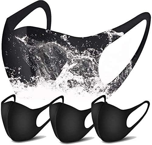 4 Pack Anti Pollution Protective Face Shield Black Reusable Mouth Shield Adjustable Face Cover Shield for Women & Men