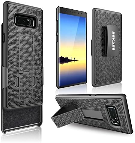 Galaxy Note 8 Case, BEKASE (TM) Hard Shell Holster Combo Matte Finish Protective Slim Case for Samsung Galaxy Note 8 with Kickstand and Locking Belt Swivel Clip (Black)