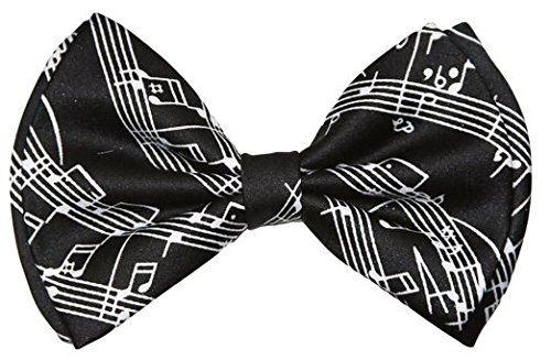 Men's Unisex Wedding Party Tuxedo Black with white Musical Notes and bars Dress Bow Tie Bowtie! Brand New in Factory Box!