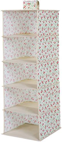 PEPUJP Floral Print Hanging 5-Stage Storage Rack White