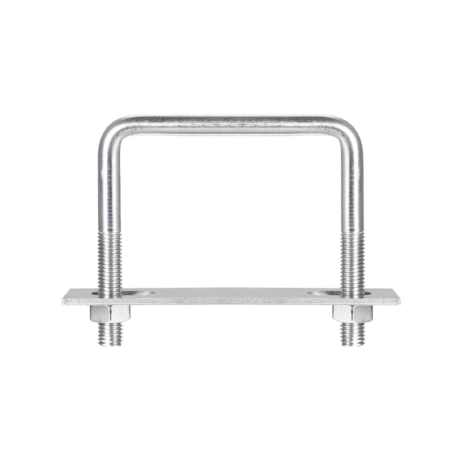 TA-VIGOR M10 Square U-Bolts, 90mm Inner Width 70mm Length 304 Stainless Steel U-Bolts with Nut, Plate for Attaching Piping Conduit Cable Tube Brackets Boat Trailer