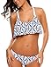 Ekouaer Womens Sexy vintage Printing High Neck Halter 2PCS Bikini Set Swimsuit White S