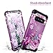 LONTECT for Galaxy S10 Plus Case Shockproof 3 in 1 Heavy Duty Hybrid Sturdy High Impact Protective Cover Case for Samsung Galaxy S10+ Plus 6.4 inch,Purple Flower/Black