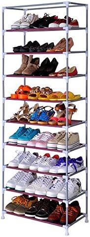 Yocitoy 10 Tier Shoe Rack Shelf Closet 30 Pair with Cover Metal Tube Non-woven Fabric Storage Organizer Black and white cows