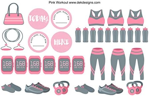 Pink Workout, Planner Calendar Stickers. 2 sheets on matte.