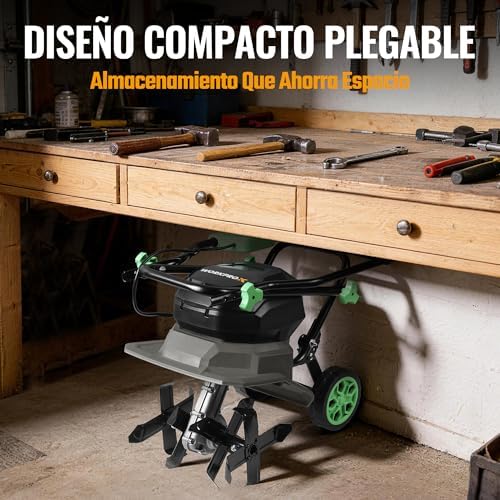 X Motoazada Eléctrica a Batería 40V con 2×4,0Ah, Cultivador de Jardín Inalámbrico, Ancho de Trabajo 30 cm, Profundidad 20 cm, Ruedas Ajustables, Mango Plegable
