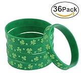 BESTOMZ Shamrock Bracelets Green Silicone Rubber for St. Patrick's Day 36 Pieces