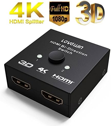 HDMI Switch 4K Splitter, 2 Ports 2x1 or 1x2 HDMI Bi-Directional Switcher with HDCP Pass Through, Support 1080P 4K Ultra HD&amp;3D