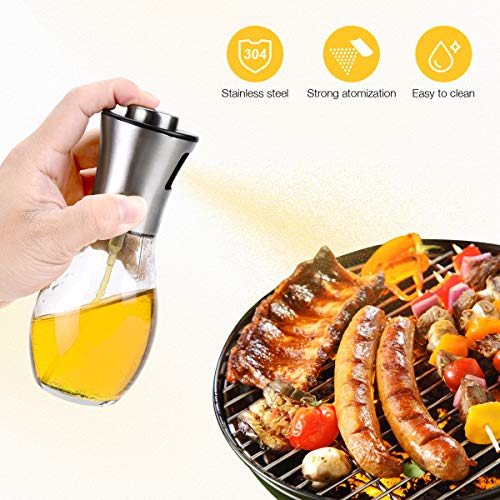 Olive Oil Sprayer for Cooking, 200ml, BBQ Cooking Spray Bottle, Glass Atomizer/Sprayer Mister Bottle for Grill Oil, Vinegar, Cooking Oil, Vegetable Oil, Sesame Oil, Canola Oil
