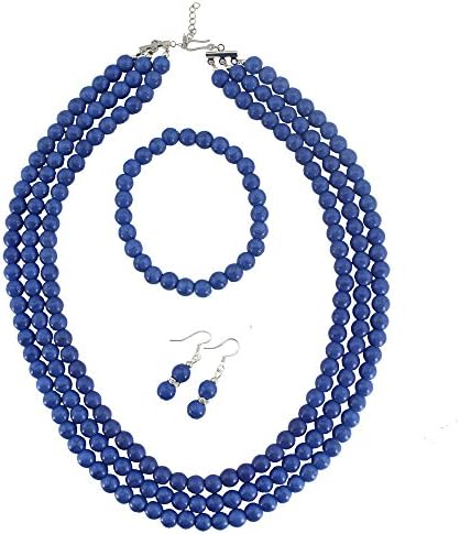 Ellenjewelry Royal Blue Turquoise Necklace Bracelet Earrings Sets African Turquoise Jewelry Set (C-1034)