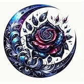 Dark Moon Rose Flower Floral PVC Vinyl Car Decals Stickers Waterproof Self-Adhesive Decals for Cars, Laptops, Trucks, Motorcycles Wall Window Luggage Scratch Cover Door Decor Sticker