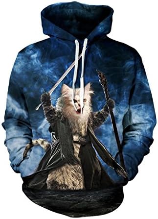Timemory Womens 3D Angry Cats Printed Drawstring Hoodie Sweatshirt XXXL Print #22