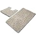 Vdomus Bathroom Mats - 2 Piece Bathroom Rug Set - Non-Slip Toilet Bath Mat - Soft Shower Rugs with Microfiber Construction, Skid-Proof Safety for Kids and Elders - Beige