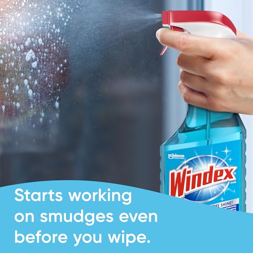 WINDEX REFILL GLASS AND WINDOW CLEANER BOTTLE, BOTTLE MADE FROM 100% RECYCLED PLASTIC, SURFACE CLEANING SPRAY, ORIGINAL BLUE SCENT, 2L (67.6 FL OZ)