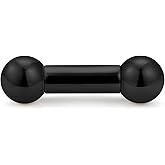 Kridzisw 2G 4G 6G 8G Black Straight Barbells Piercing Jewelry Internally Threaded PA Rings 316L Surgical Steel Tongue Rings Nipple Bars Piercing Jewelry for Women Men 12mm 16mm