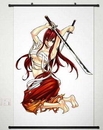 Wall Scroll Poster Fabric Painting For Anime Fairy Tail Erza Scarlet 157