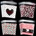 Whaline 400 Pieces Valentine Cellophane Bags Love Heart Printed Cookie Treat Bag Red Pink Heart Self-Adhesive Candy Packing Clear Plastic Gifts Goodies Party Favor, 4 Style