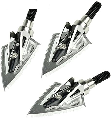 Hunting Arrow Heads 3PCS Fighter Style Blade Broadheads 100Grain Archery Arrow Heads Hunting Points Metal Arrow Heads