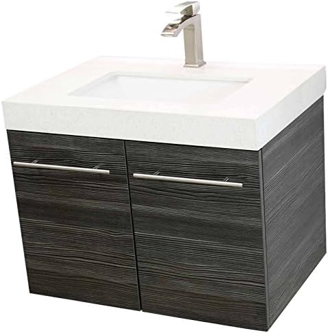 WindBay 24" wall mount floating bathroom vanity sink set. Vanities sink Dark Grey