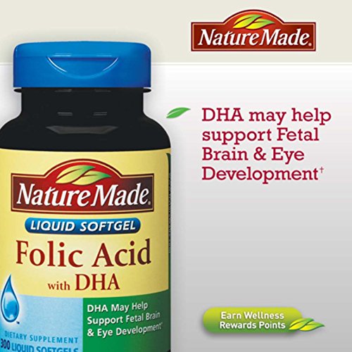Nature Made Folic Acid 600 mcg with DHA 300 Softgels Health