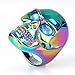COPAUL Jewelry Biker Men Stainless Steel Large Skull Ring,Rainbow Color,Size 9