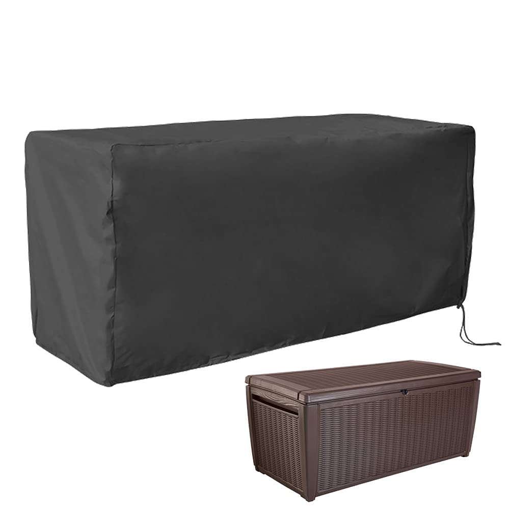 Photo 1 of COOSOO Deck Box Cover Waterproof Heavy Duty Patio Ottoman Cover All Weather Protection Outdoor Large Deck Cover Rectangular for Keter Suncast Lifetime