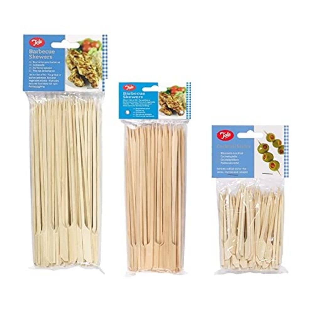 Tala Paddle Style Bamboo Skewers, Pack Contains 50 x 9 cm, 50 x 18 cm and 50 x 25 cm