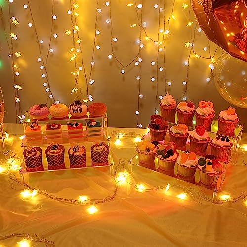 Acrylic Risers Display Stands，2 Packs 3 Tier Clear Display Shelf for Cupcake Stand Party Shot Glasses Perfume Organizer Anime Figures Collectibles Jewelry Decoration and Cosmetic Products Tabletop