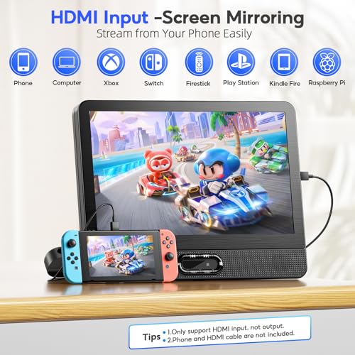 Arafuna 12" Dual Screen HD IPS Car DVD Player, Portable Headrest with HDMI, Wireless Mirror, Simultaneous Two Movie Playback, AV Out, USB/TF, Resume Memory
