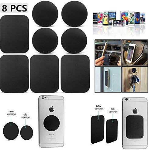 PinShang 8 Pcs Magnetic Metal Plates Sticker for Smart Phones Matte Black
