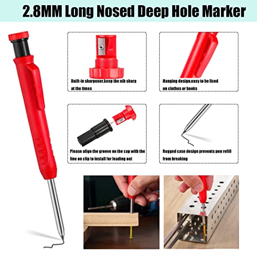 9 Pack Mechanical Carpenter Pencils Set with Automatic Center Punch