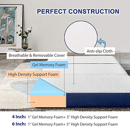 JINGWEI Folding Mattress, Trifold Memory Foam Mattress Topper with