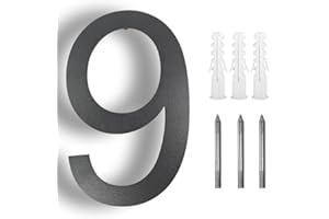 ZJWZSLI 5" Floating Stainless Steel Address House Number, Metal Modern House Numbers,Coated Black,for Outdoor Mailbox Yard Home Wall DoorGarage Gate With Matching Screws(9)