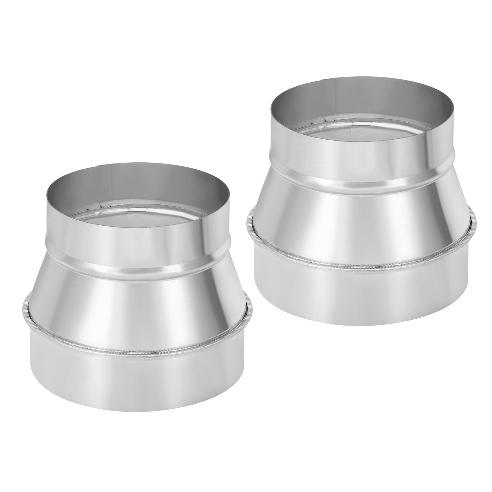 PATIKIL 6 Inch to 5 Inch Round Duct Reducer Increaser Connector, 2 Pcs Galvanized Steel Air Duct Adapter Pipe Fitting for Bathroom Kitchen Inline Ventilation Systems, Silver Tone