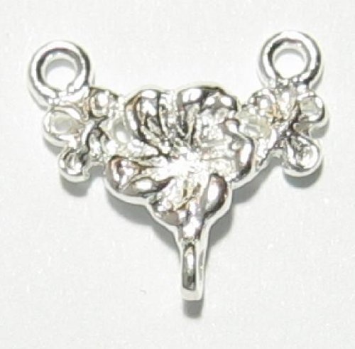 2 pcs .925 Sterling Silver Bright Flower Chandelier Necklace Link Connector Bead/Findings/Bright