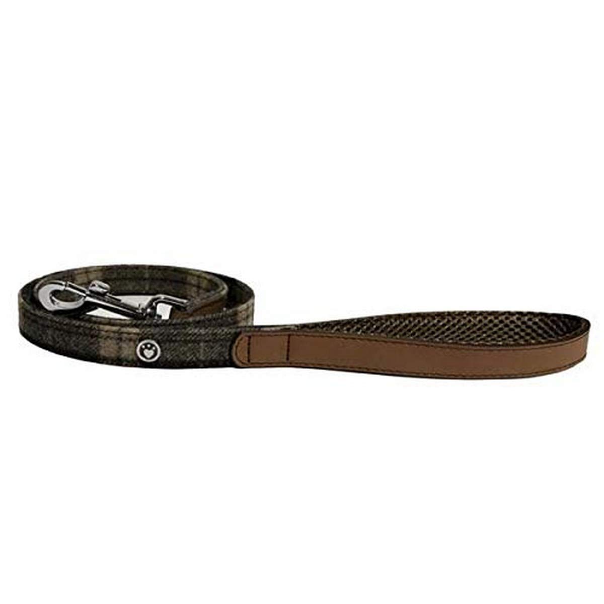 Rosewood Luxury Leather Dog Lead, 40 x 3/4 inch, tartan tweed check, multicolor