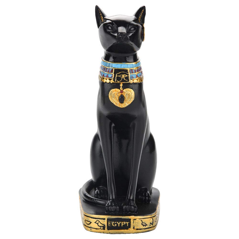 Atyhao Egyptian Cat Resin Statue, Handcrafted Cat Sculpture, Chat Egyptien Statue Bastet Figurine for Home Room Garden Ornament