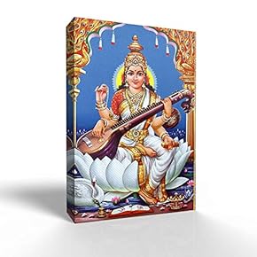 Canvas Wall Art Hindu God Canvas Painting Wall Poster Decor for Living Room Wooden Framed Home Decorations - 12x18 inches