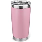 Zynkify 20oz Stainless Steel Tumbler with Lid, Travel Mug - Double Wall Vacuum Powder Coated Cup - Light Pink, 1 Pack